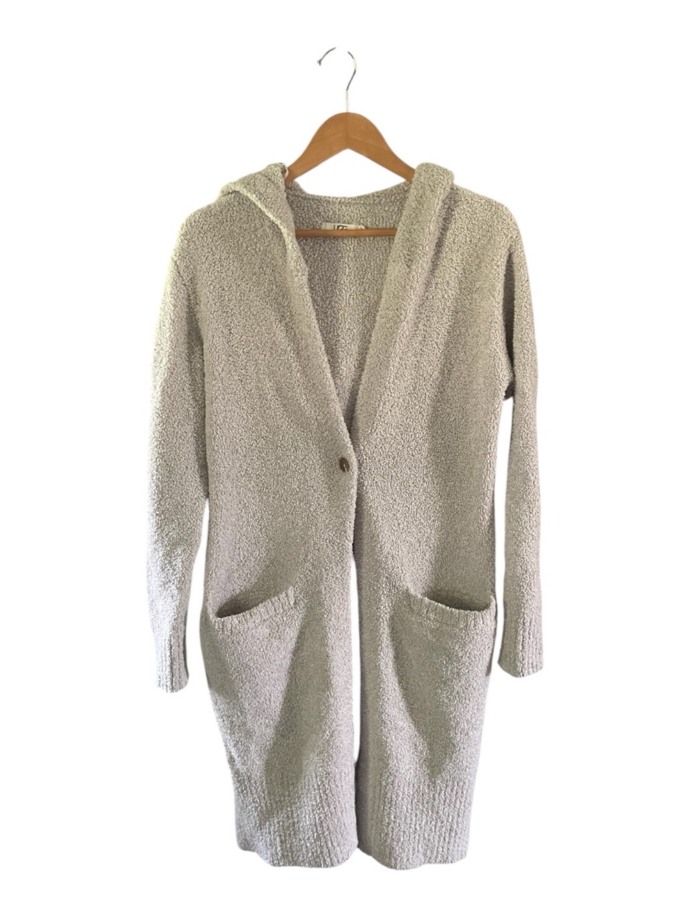 G7- Ugg Medium/Large Cozy Hooded Longline Sweater Cardigan - Cream